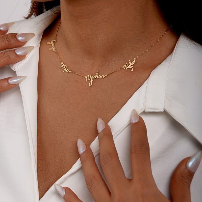 Personalized Family Necklace - Custom Engraved Gift for Mom, Grandmother, or Wife - Golden Minimalist Name Jewelry