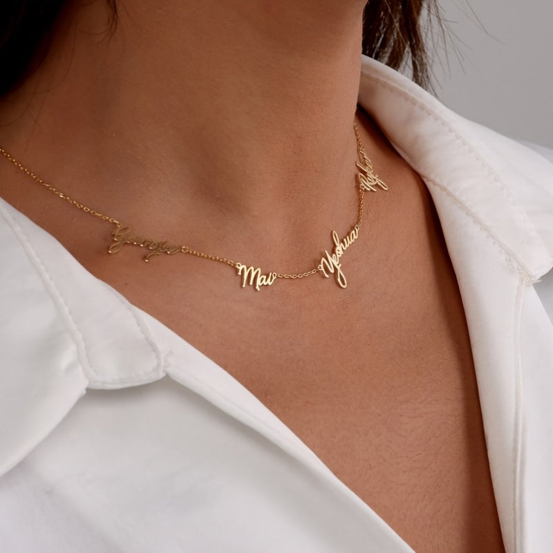 Personalized Family Necklace - Custom Engraved Gift for Mom, Grandmother, or Wife - Golden Minimalist Name Jewelry